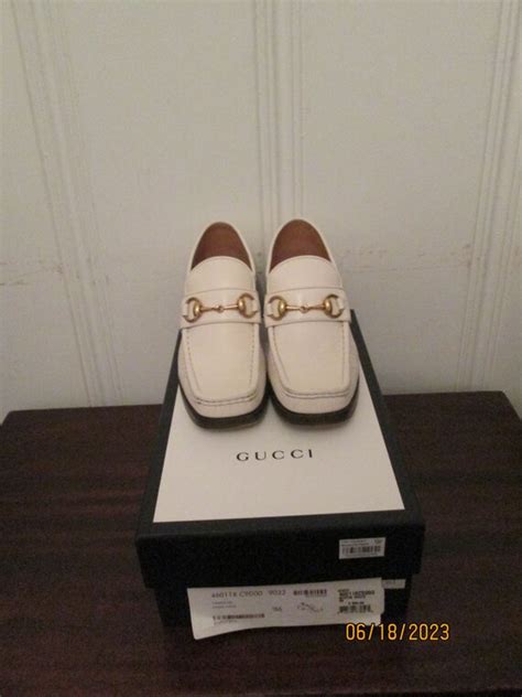 gucci white chunky loafers|Gucci stacked heel loafer.